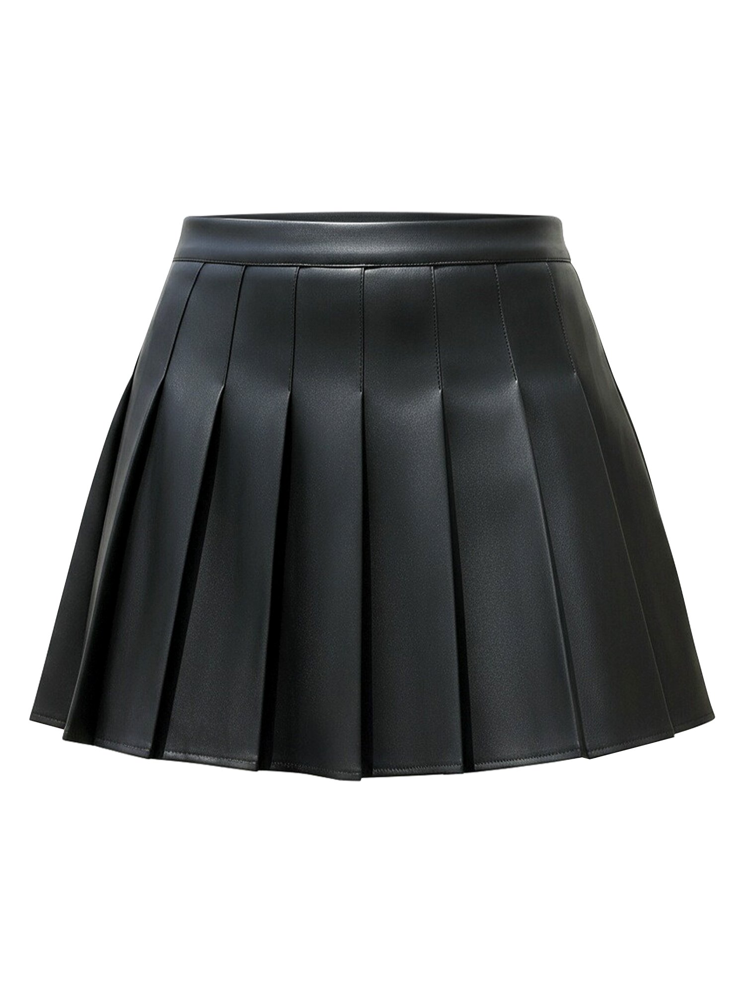 Black EASISIM high-waisted pleated mini skirt, shown on a white background.